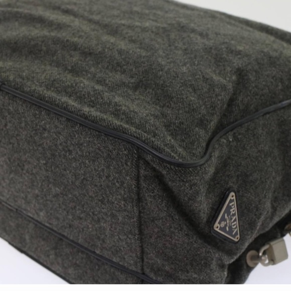 Pre-loved Prada Black and Gray Wool Messenger/ Shoulder Bag Fall/WinterVibes - Picture 15 of 16